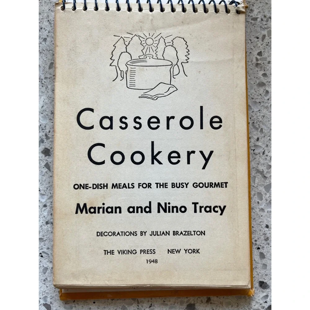 Vintage 1948 Casserole Cookery One-Dish Meals Marian Nino Tracy Cookbook Spiral